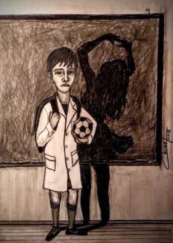 Ilustración para campaña ESI (Educación Sexual Integral) de la Asociación Docente ADEMYS • CTA • #NosMetemosConLaESI #TizaEnMano Pastel óleo • 35x50 • 2018