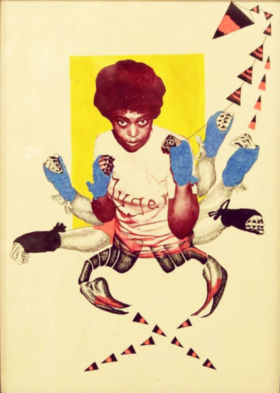 "Superpoderes", 2017, técnica mixta (photoplate,tintas), 35 x 50 cm.