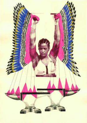 "Superpoderes", 2017, técnica mixta (photoplate,tintas), 35 x 50 cm.