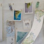 Montaje de conjunto. Laminas de papel y textiles. Medidas variables. Mapas. 2017.